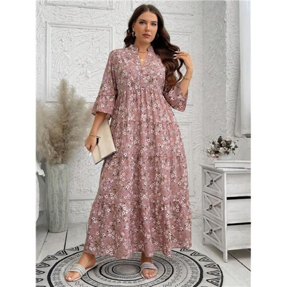 Dresses & Skirts - Plus Ruffle Layered Modest Dress